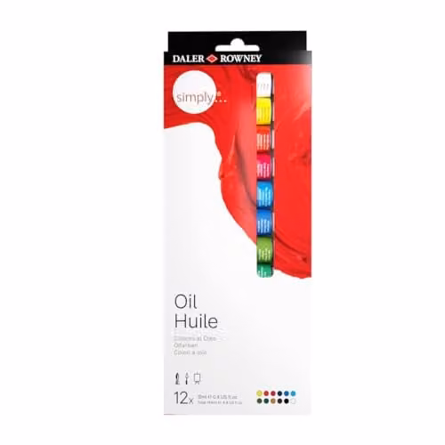 Daler-Rowney Simply Oil Paint Set, 12 Assorted Colours, 12 x 12ml