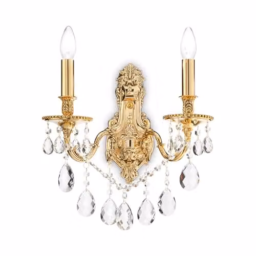 Ideal Lux GIOCONDA AP2 Gold and Transparent Glass Wall Light