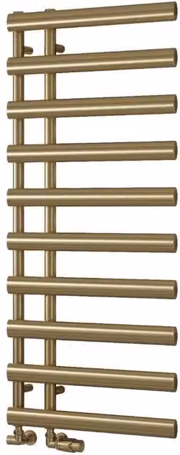 Bathroom Kingdom Grace Brushed Brass Designer Heated Towel Rail, Gold, H: 114 cm, W: 50 cm