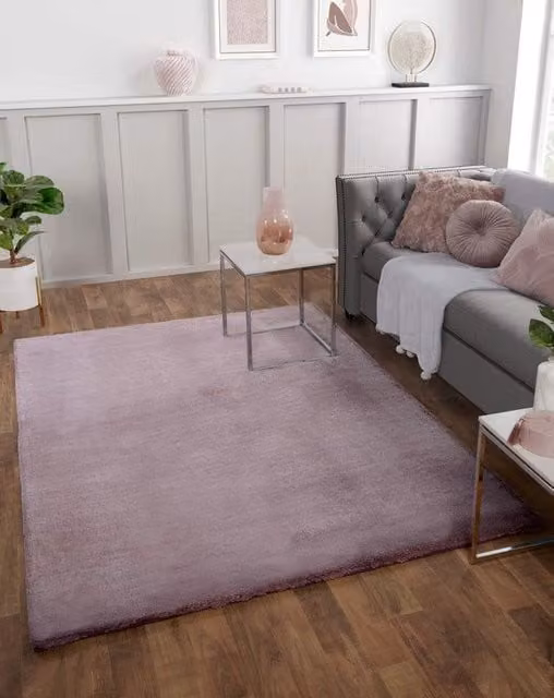 The Linen Consultancy Amethyst Purple Faux Fur Round Rug, Diameter: 133 cm
