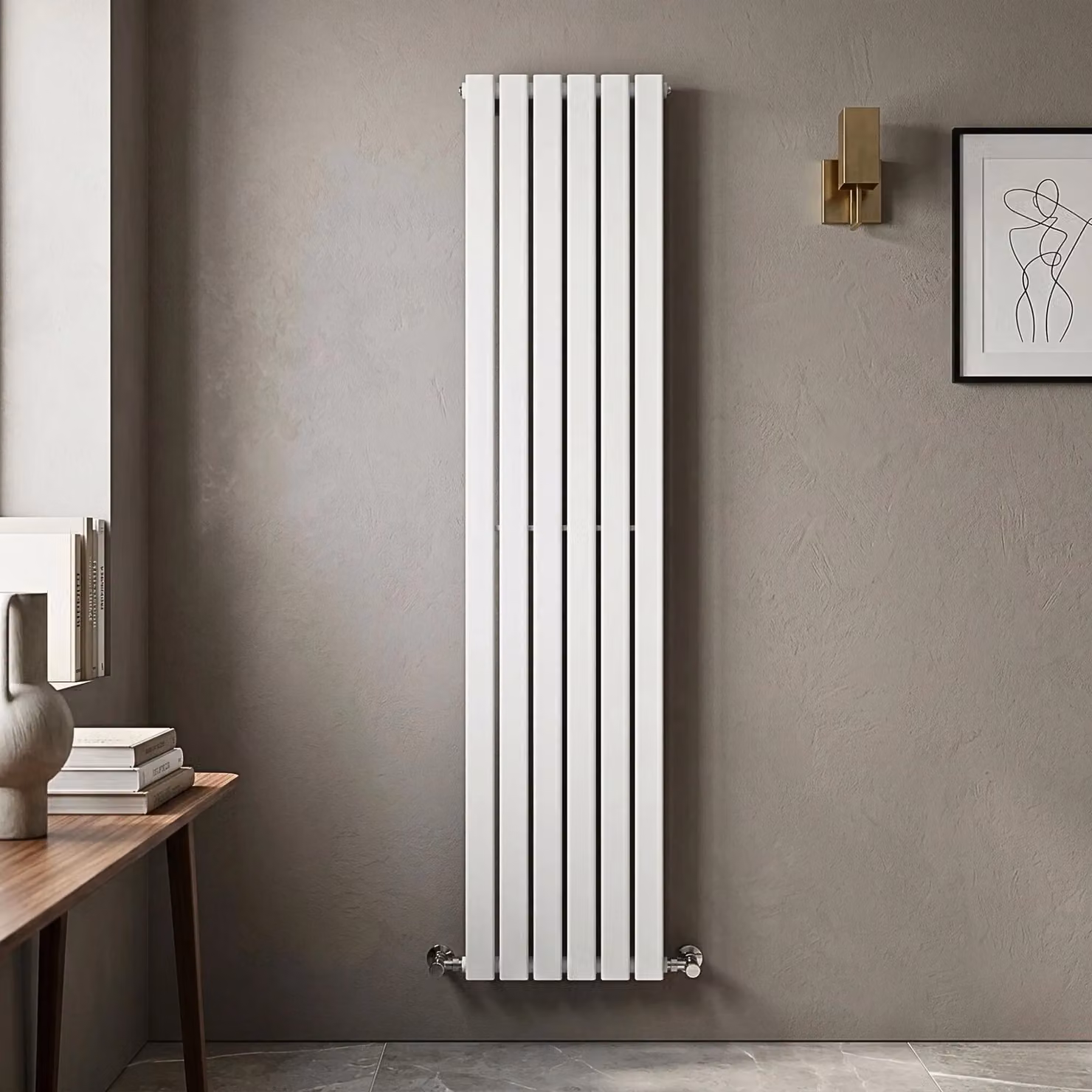 Balterley Lucia Square Vertical Single Panel Radiator, White, H 180 cm x W 35.4 cm – 4