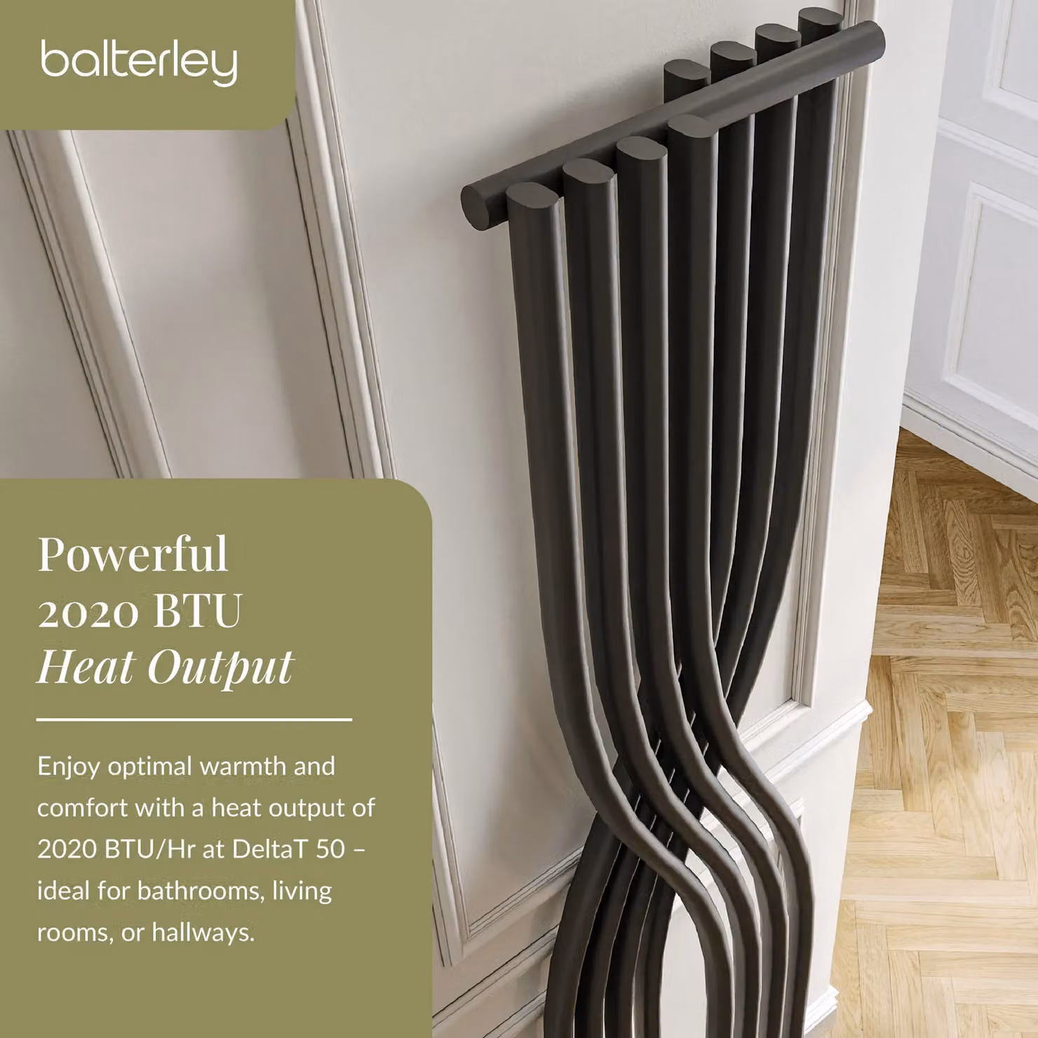 Balterley Curved Designer Radiator 2020 BTU Anthracite Grey H: 177.5 cm, W: 45.0 cm – 3
