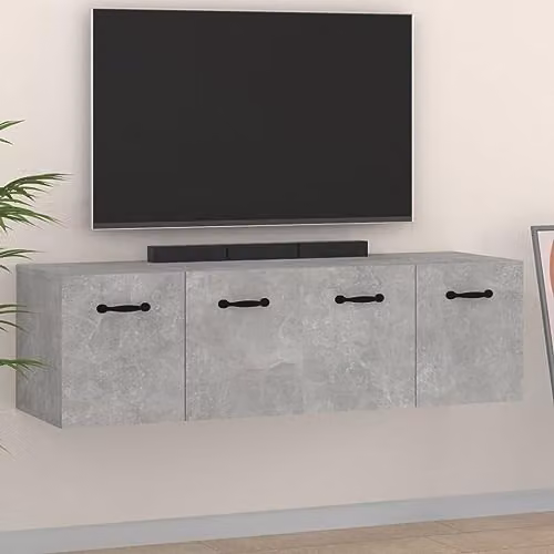 vidaXL Set of 2 Modern Wall Mounted Cabinets in Grey MDF with Hinged Doors, W/D/H: 80 x 35 x 36.5 cm – 2