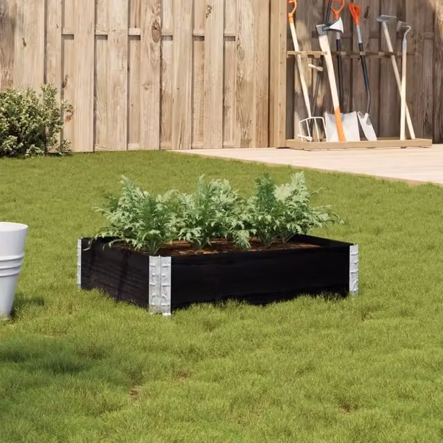 Berkfield Wooden Raised Bed Planter in Black, W: 80 cm, D: 60 cm