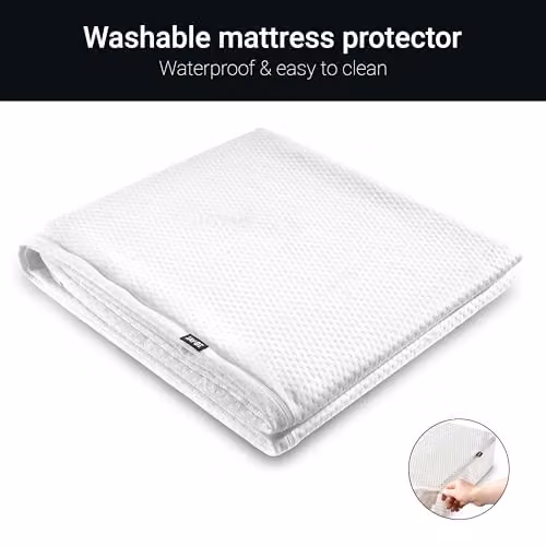JAY-BE Single Waterproof Mattress Protector for Compact Folding Beds, White – 2