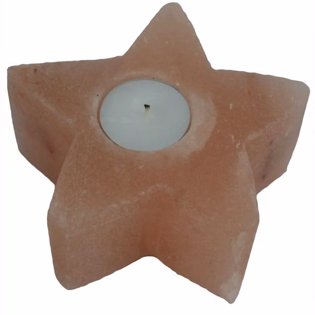 KDMK Star Himalayan Salt Tealight Candle Holder in Orange and Pink