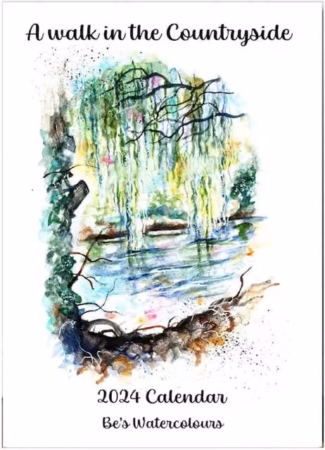 BebesArts Countryside Landscapes in Watercolour 2024 Monthly Calendar, Brown and Multicolour, W: 29.7 cm