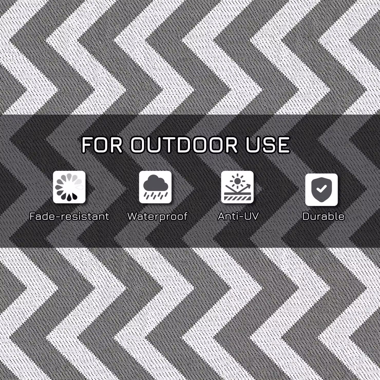 Outsunny Reversible Outdoor Rug in Grey and White, W 120 cm x D 180 cm – 6