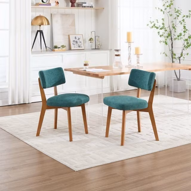 Aosom UK Mid-Century Upholstered Dining Chairs with Ergonomic Backrest, Green, W/D/H: 54.5 x 47 x 77 cm – 1