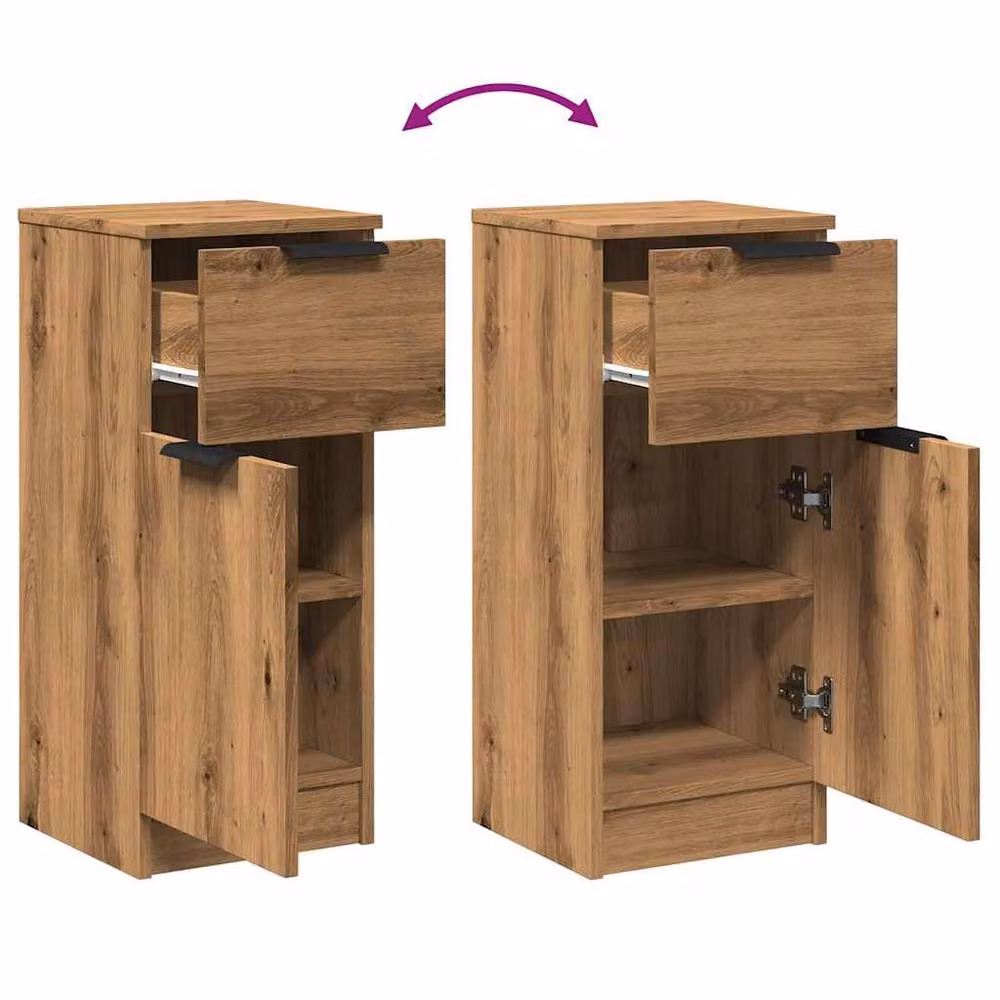 Berkfield Home Artisan Oak Sideboards, 2 Piece Set in Brown, W/D/H: 30 x 30 x 70 cm – 3