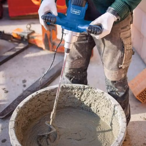 Scheppach PM1400 Variable Speed Paddle Mixer in Blue with M14 Mortar and Paint Attachment – 3