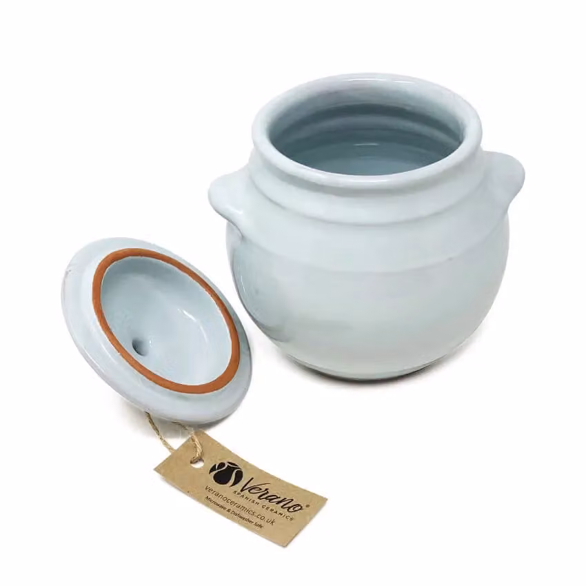 Verano Spanish Ceramics Rustic Pastel Fully Dipped Terracotta Kitchen Storage Jar with Lid, Green, Set of 3, H: 15 cm