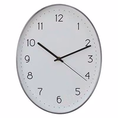 Premier Housewares Oval Metal Wall Clock in Grey, Black and White, W/H: 35 x 27 cm