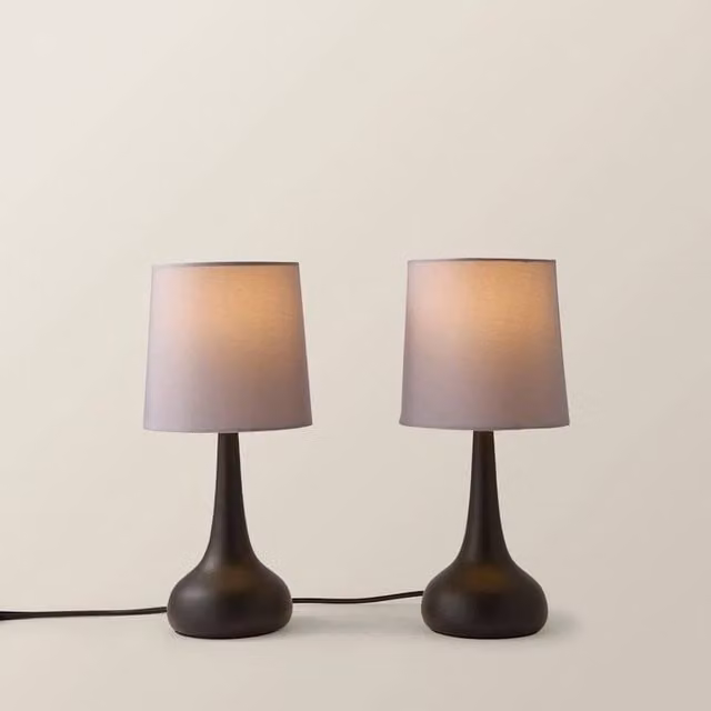 FORGEVIO Pair of Grey Fabric Touch Table Lamps