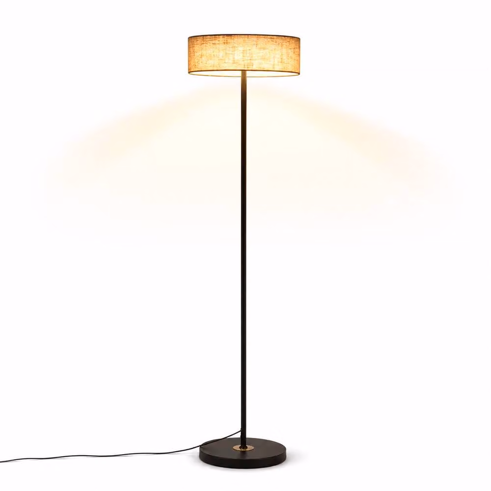 Kairui Lighting Dimmable LED Floor Lamp with Fabric Shade in Black and Gold/Brass, H: 150 cm – 2