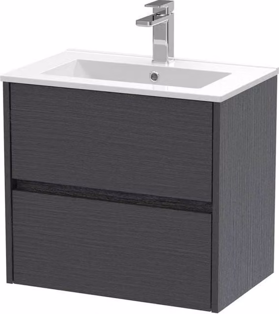 Balterley Chartley 2 Drawer Wall Hung Vanity Basin Unit, Graphite Grey, Width: 60 cm