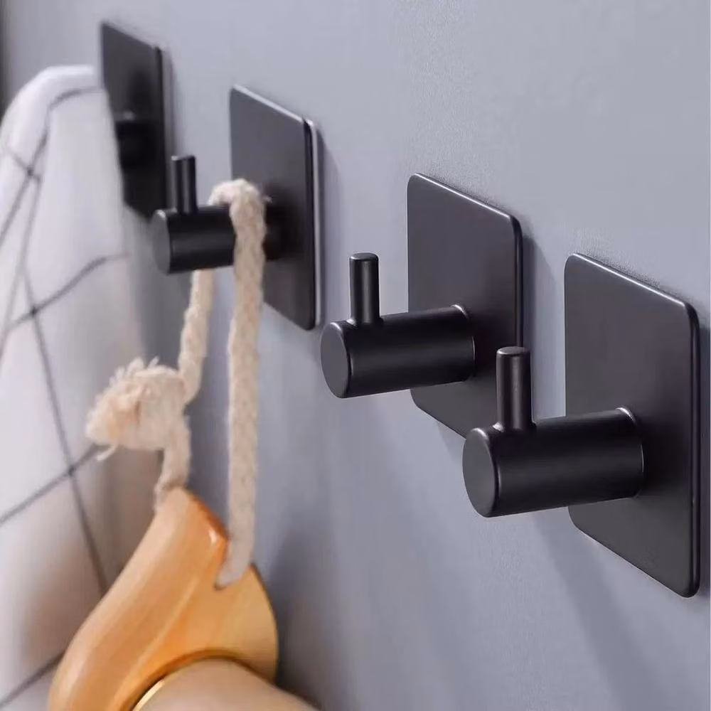 Korvixa 10-Pack 3M Waterproof Stainless Steel Adhesive Wall Hooks in Black – 5