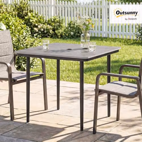 Outsunny Square Garden Dining Table for 4 People, Light Grey, W/D/H: 85 x 85 x 72.5 cm – 2