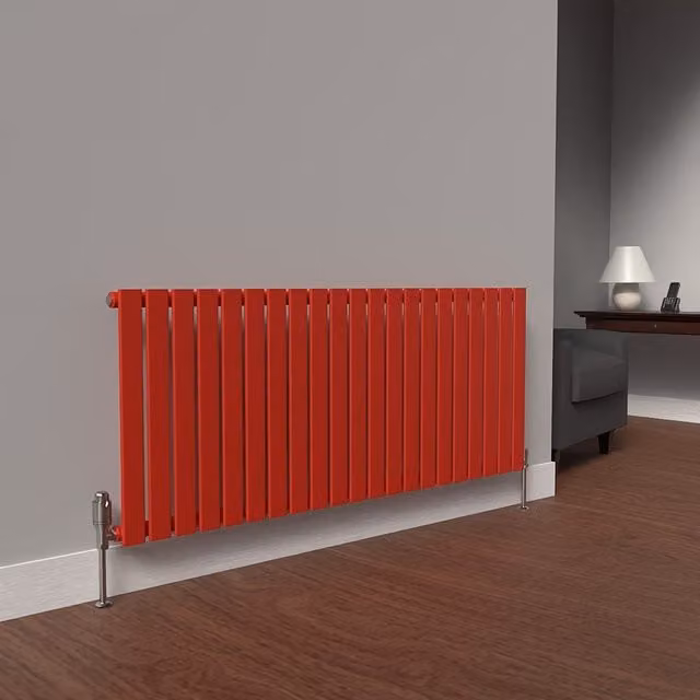 Lux Heat Flat Horizontal Coloured Single Radiator in Poppy Red, W: 60.0 cm, H: 147.0 cm