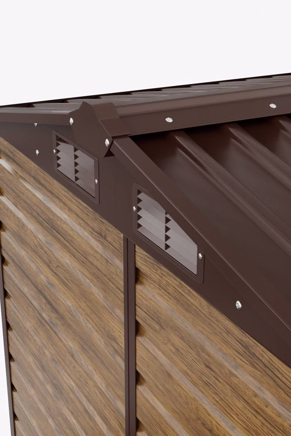 Living and Home Brown Metal Apex Roof Garden Storage Shed, W: 182.88 cm, D: 170.0 cm, H: 186.8 cm – 3