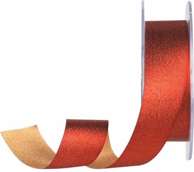 KDMD Metallic Red and Gold Glamour Duo Ribbon, 25mm