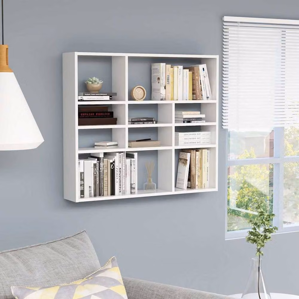 Berkfield Home White Wall Mounted Shelf in Engineered Wood W/D/H: 90 x 16 x 78 cm – 2