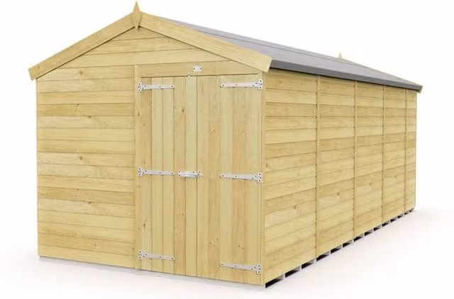 Buttercup Farm Apex Wooden Shed with Double Doors in Brown, L533 x W231 x H217 cm