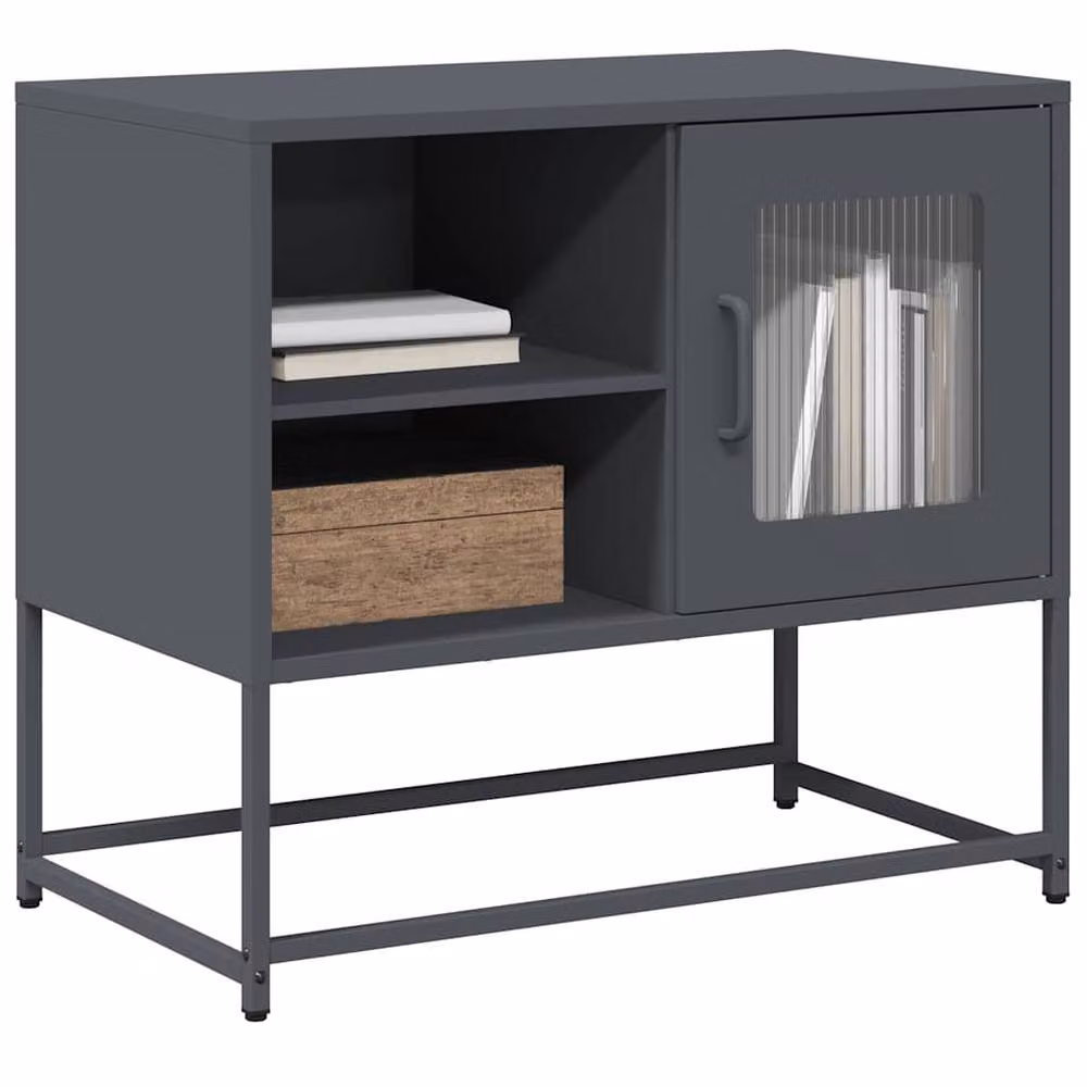 Berkfield Home Anthracite Steel TV Cabinet in Dark Grey, W: 68 cm, D: 39 cm, H: 60.5 cm – 2