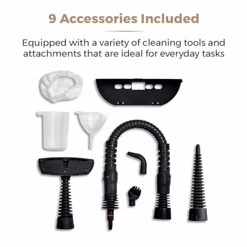Tower Handheld Steam Cleaner with 9 Accessories, 1050W, 250ml Water Tank, Black and Gold – 5