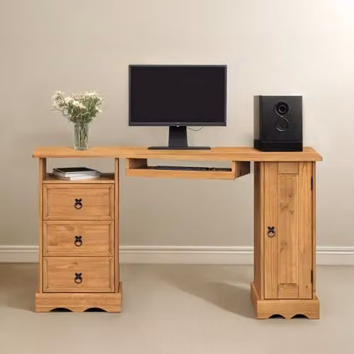 Mercers Furniture Corona Corner Computer Desk in Brown Solid Pine Wood W/D/H: 140 x 140 x 77 cm – 2