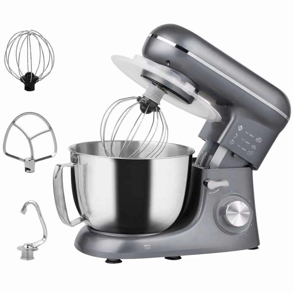 STILVORA Kitchen Stand Mixer with 4.5L Capacity and 6 Speeds in Silver and Dark Grey – 5