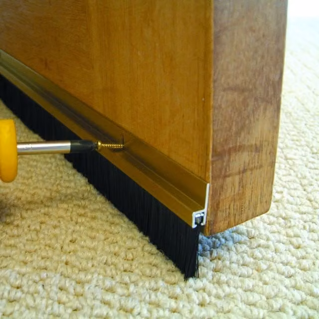 Stormguard Metal Garage Door Brush Seal Draught Excluder, Gold Effect and Grey, Width: 91.4 cm