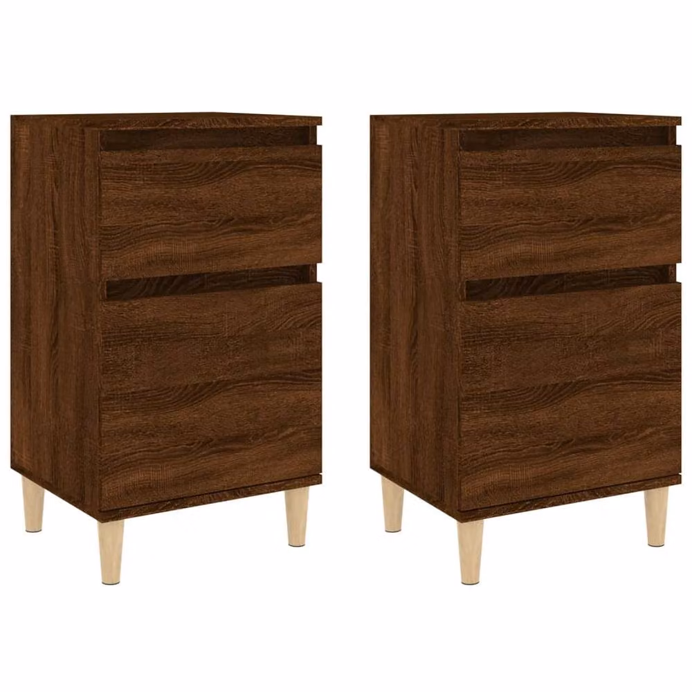 Berkfield Home Elegant Bedside Cabinets, 2 Piece Set, Brown Oak, W: 40 cm, D: 35 cm, H: 70 cm – 3