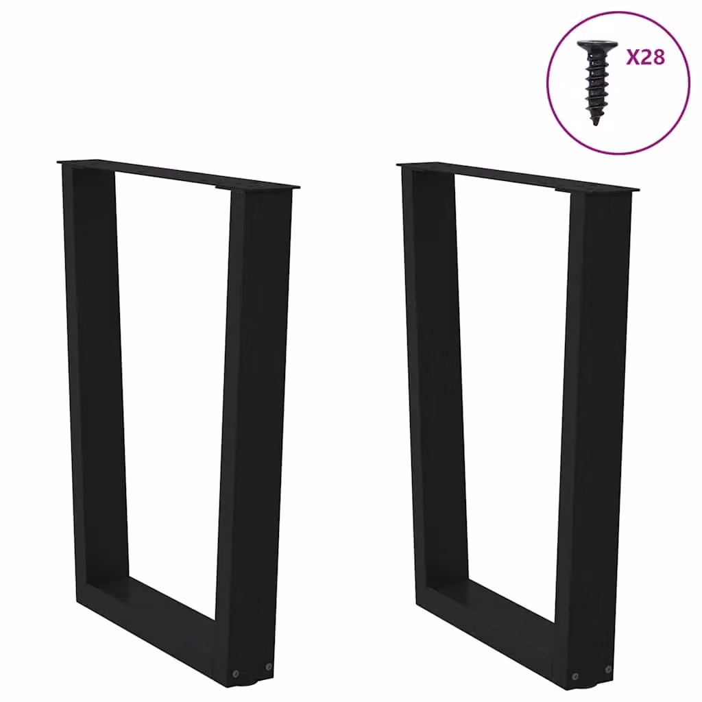 Berkfield Home V-Shape Dining Table Legs, 2 Piece Set, Black Matt Steel, H: 72-73.3 cm – 3