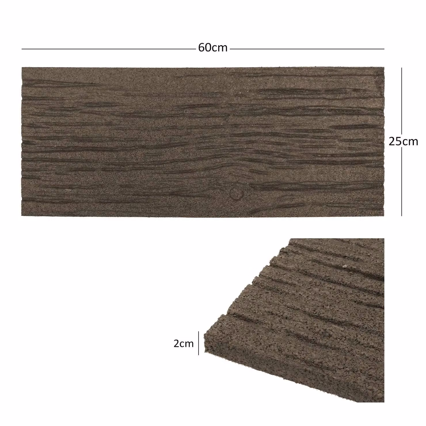 Nicoman Rubber Stepping Stones in Brown, Railroad Tie Design, Set of 2, W: 60 cm, D: 25 cm – 2