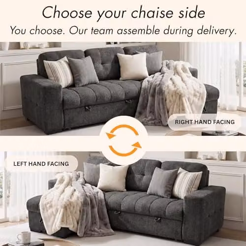 Beehive Furniture Porto Reversible L-Shape Corner Sofa Bed in Grey Fabric with Lift-Up Seat – 2