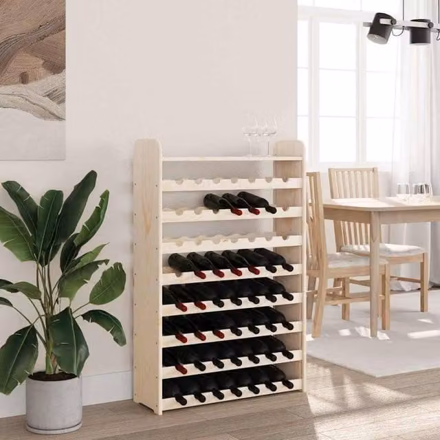 Berkfield Home Beautiful Wine Rack with Top Board in Light Tan Solid Pine Wood, W/D/H: 72.5 x 25 x 111.5 cm – 1