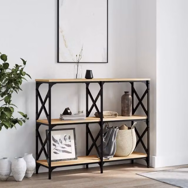 Berkfield Home Sonoma Oak Console Table, Brown, W: 100 cm, D: 28 cm, H: 80.5 cm