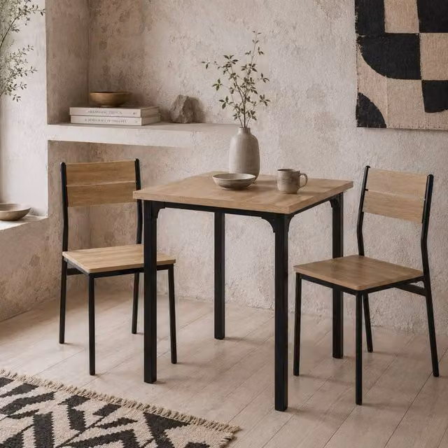 Wyld Haus Lalara 3 Piece Modern Dining Set in Brown and Black