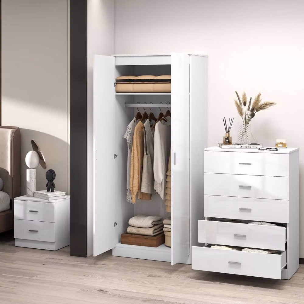 Wyld Haus Belatera 3 Piece High Gloss White Bedroom Furniture Set – 5