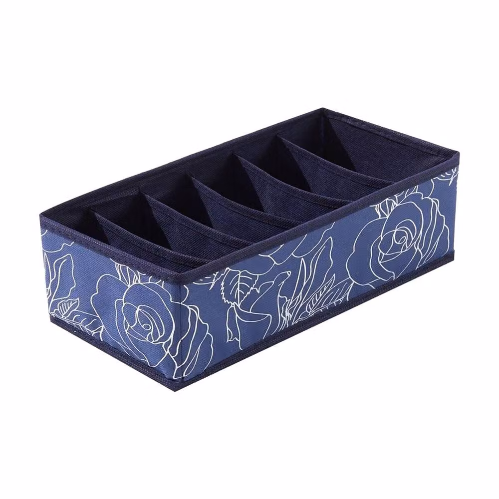 Nordara Set of 3 Navy Blue Fabric Drawer Organisers, W: 50 cm, D: 50 cm, H: 10 cm – 2