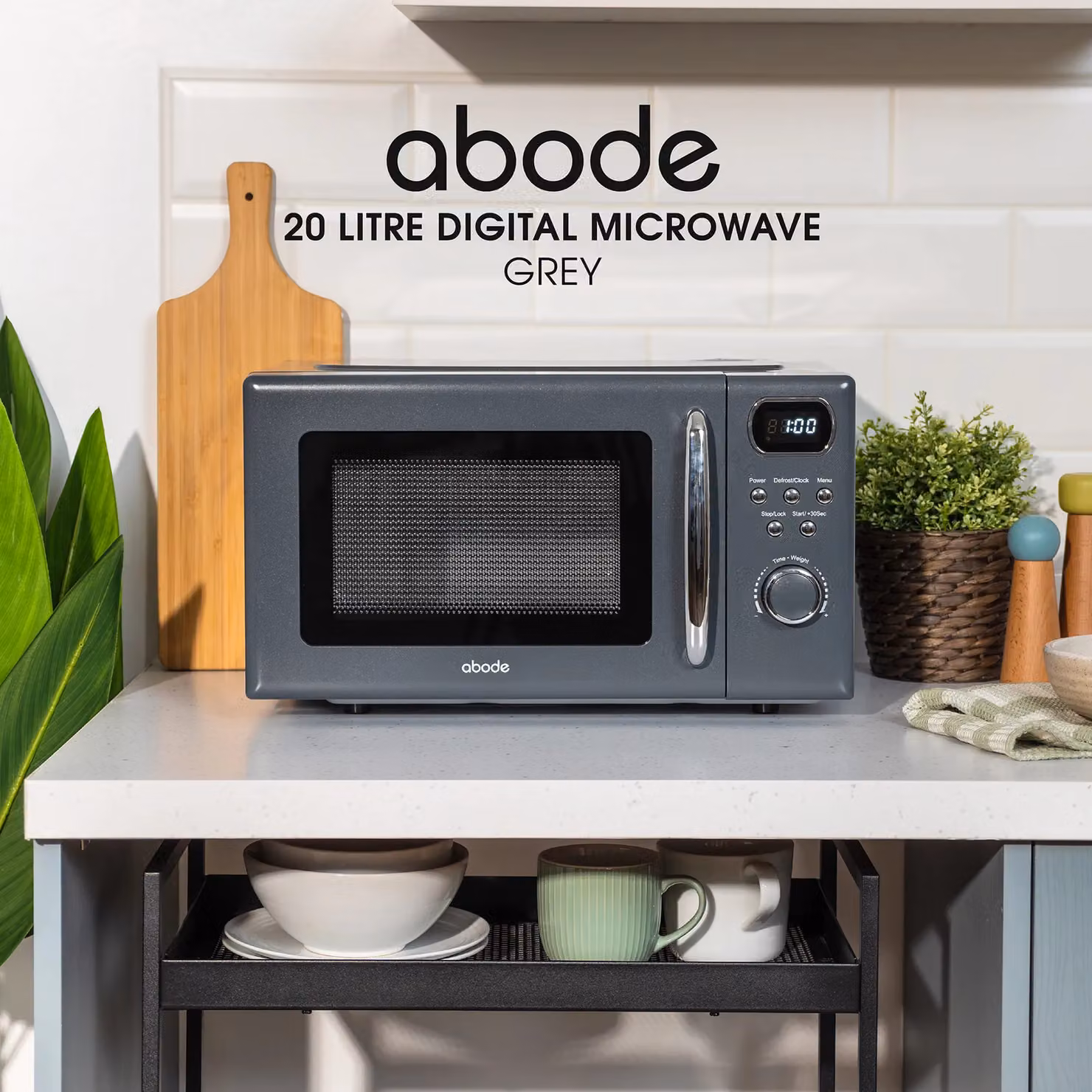 Abode AMD2004 Retro Solo Digital Microwave, 20 Litres, 800W, Grey – 3