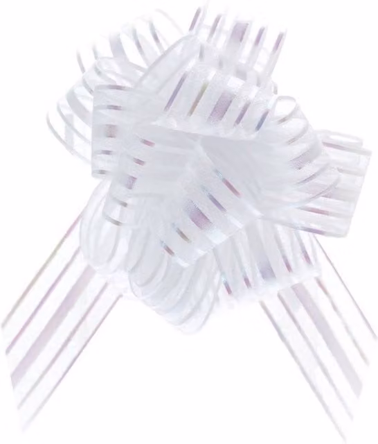 KDMD White Single Organza Pull Bows, 31mm, 12 Pack