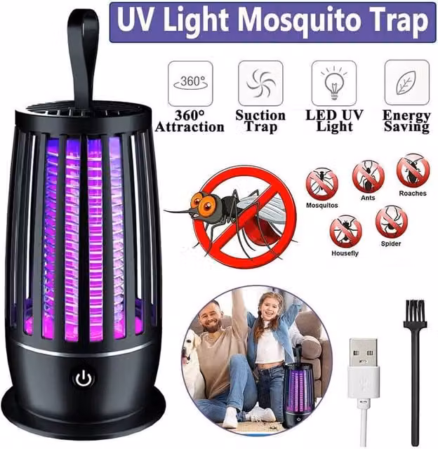 VOGREX Rechargeable Electric Mosquito Killer Lamp and Insect Trap in Black – 1