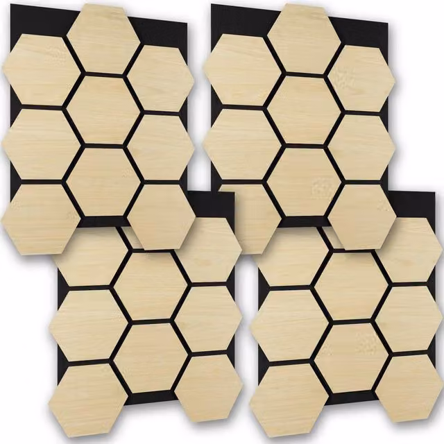 tectake Sound-Absorbing Acoustic Felt Panels in Light Oak Wood Look – 1