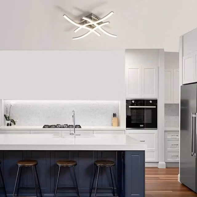 Kelvenix Modern Dimmable LED Ceiling Light in White and Silver with Remote Control