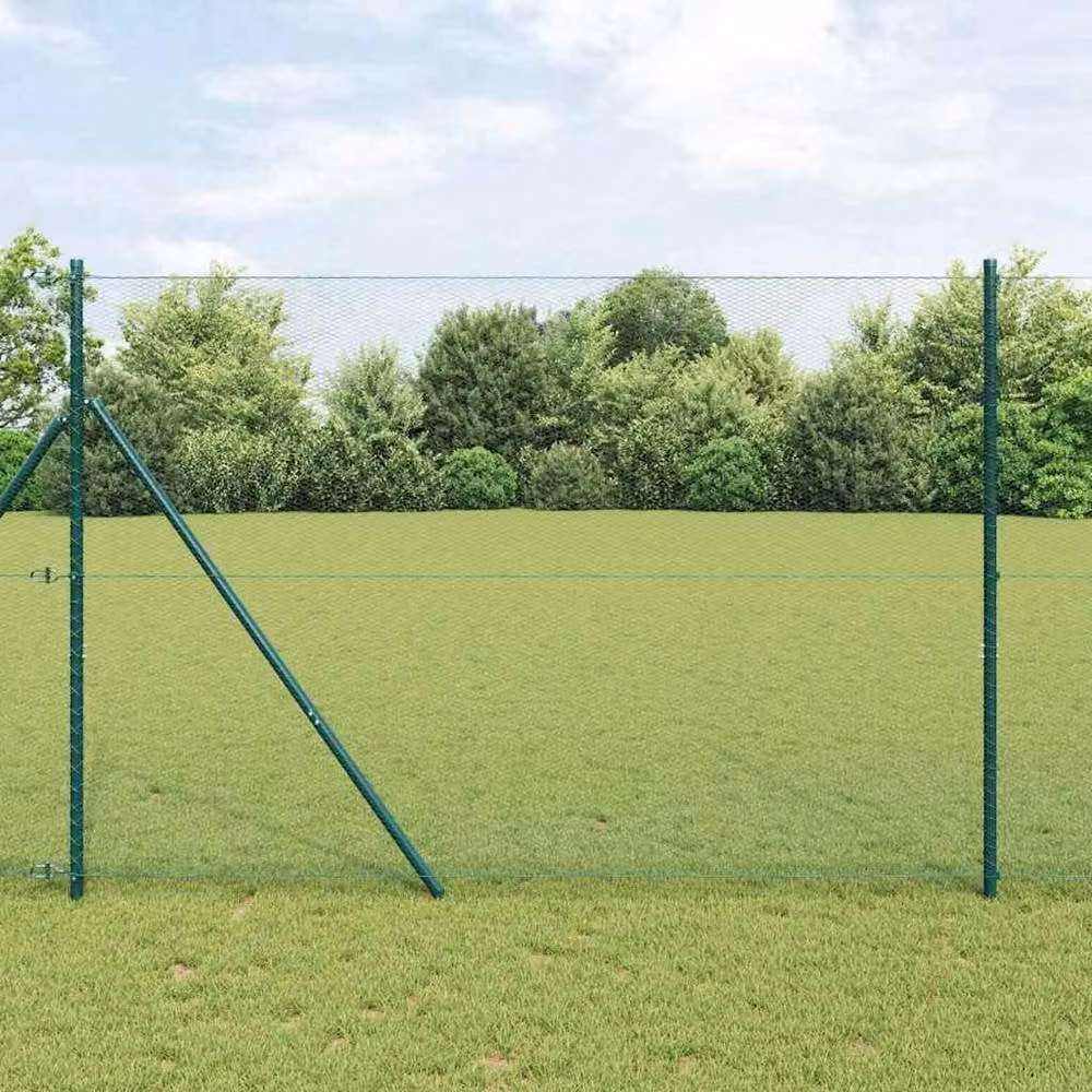 Berkfield Home Green Powder-Coated Steel Hexagon Fence, H: 150 cm x W: 10 m – 2