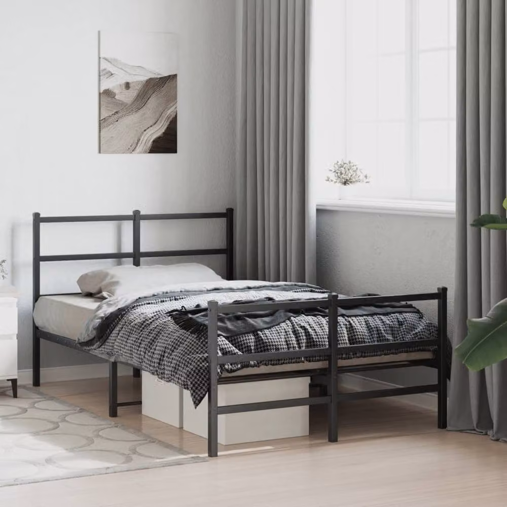 Berkfield Home Metal Bed Frame with Footboard, Black, W/D/H: 120 x 190 cm – 3