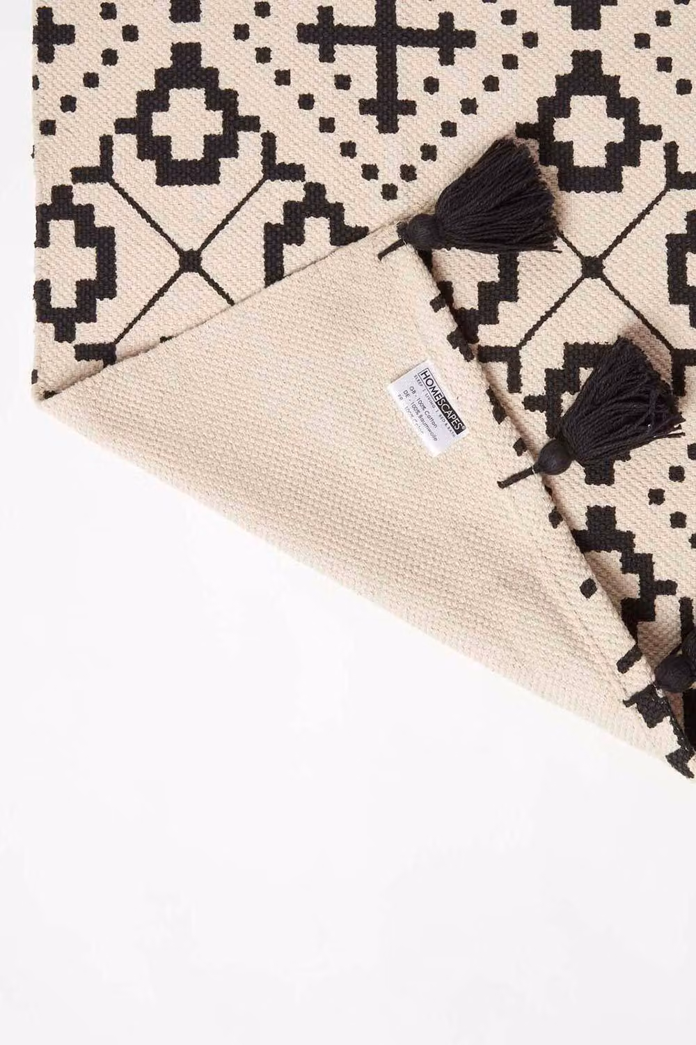 Homescapes Reva Geometric Cotton Rug in Black and White, W: 90 cm, L: 150 cm – 5