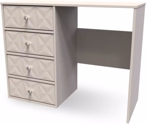 Welcome Furniture Pixel Single Pedestal Dressing Table in White with Matt Metal Geometric Accents, Assembled